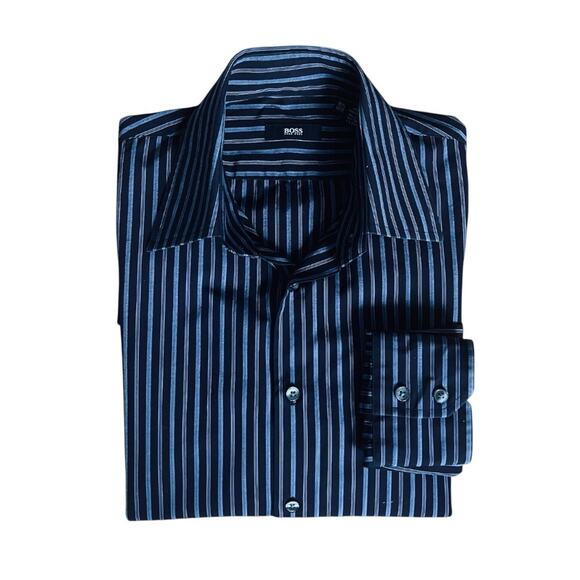 Hugo Boss Shirt in Blue/Black | Size 15.5 (34/35) - Picture 6 of 7